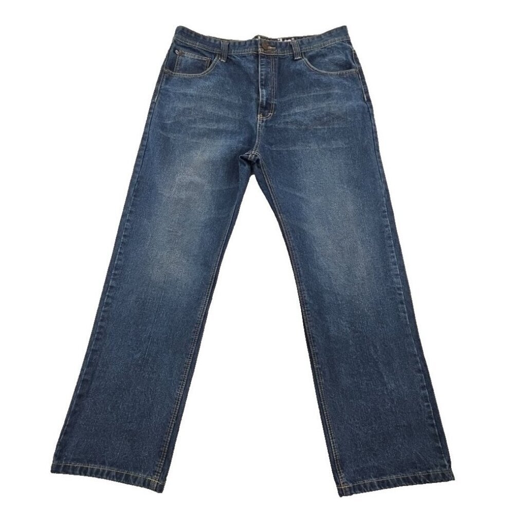 Akademiks Jeans Men's 40x32 Dark Wash Wide Leg Relaxed Fit Stretch EUC‎ Skater